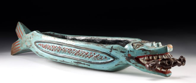 Ghana Akan Folk Art Wooden Slave Trade Boat