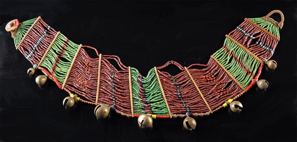 Fine Inpui-Naga Bead & Brass Bell Belt or Necklace