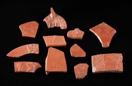Lot of 11 Roman Redware Pottery Fragments