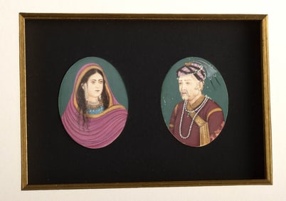 19th C. Indo-Persian Mughal Ovoid Portraits (on Bone)