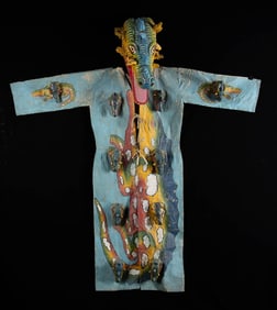 Early 20th C. Mexican Crocodile Mask & Textile Costume