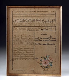 Framed 1822 American Family Record Needlepoint Sampler