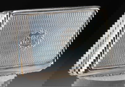 1924 English Silver Cigarette Case / Snuff Box