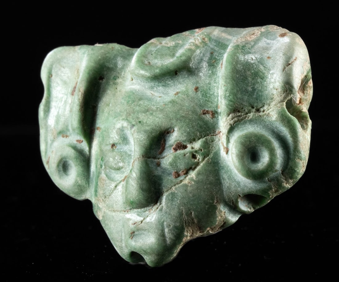Maya Green Stone Pendant Anthropomorphic Face (1 of 3)