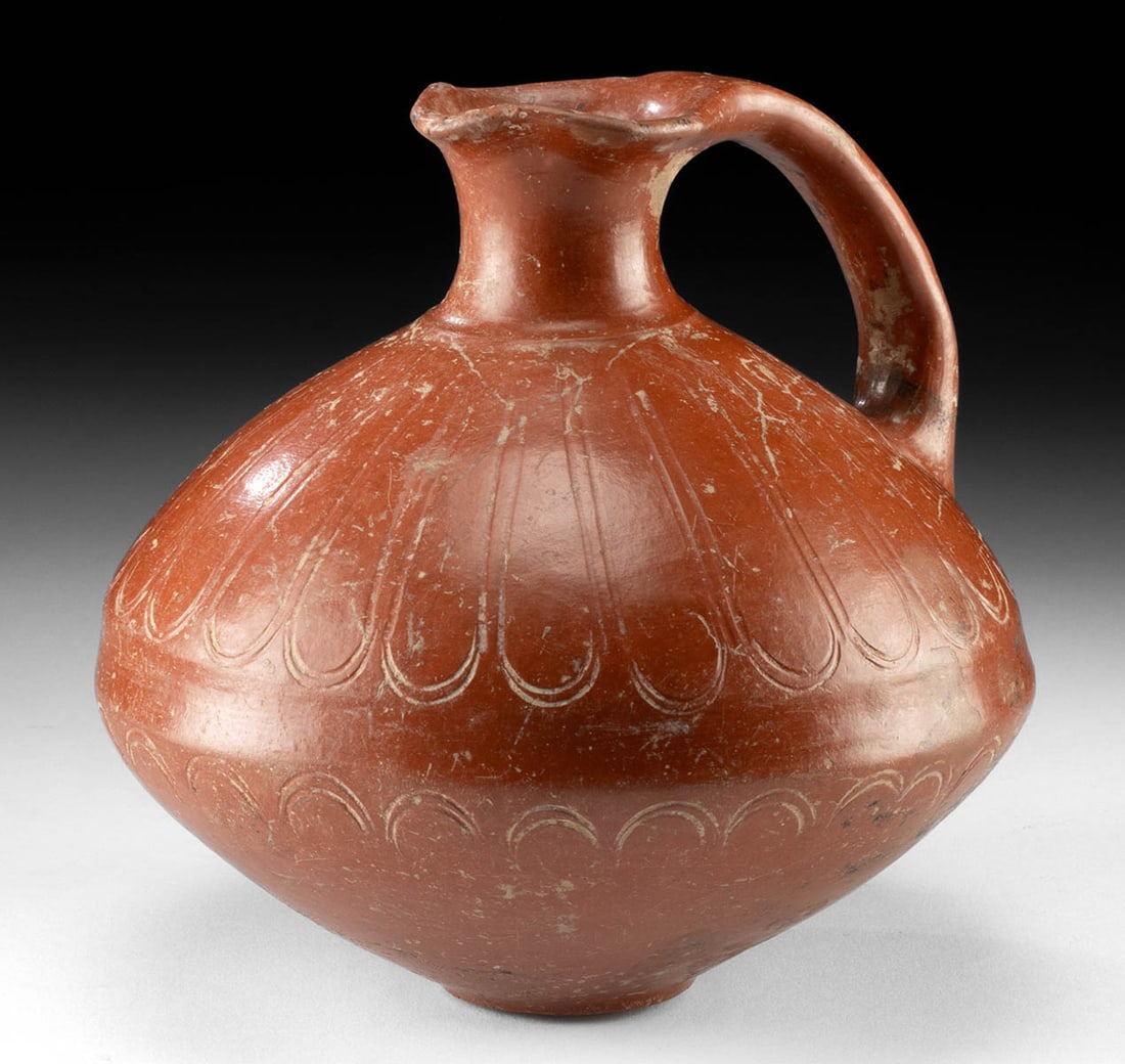 Rare Urartian Pottery Jug w/ Engraved Motifs, TL Tested (1 of 3)