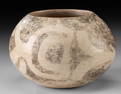 Olmec Tecomate Vessel, Black-Resist Patterns