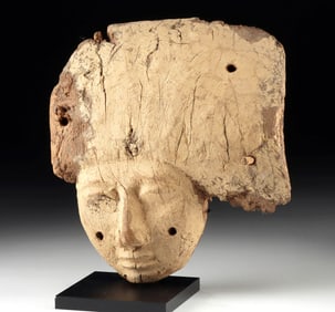 Egyptian Wood and Gesso Sarcophagus Mask
