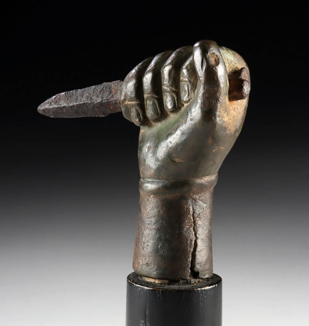 Roman Cast Bronze Hand Clutching an Iron Dagger (1 of 4)