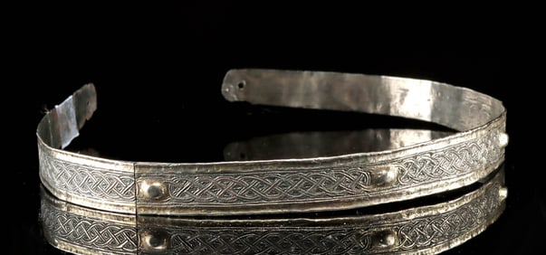 Rare Anglo-Viking Gilt Silver Headband w/ Knotwork
