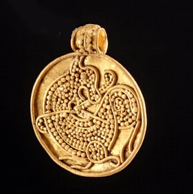 Viking Gold Pendant Depicting Jormungandr, the Midgard Serpent
