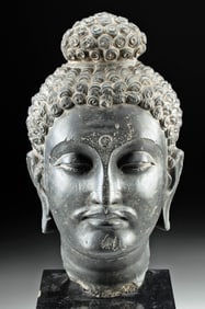 Exquisite Gandharan Schist Buddha Head, Ushnisha and Urna