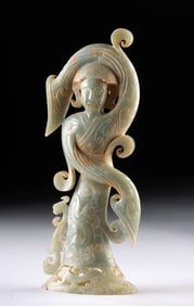 Chinese Han Dynasty Jade Court Dancer Figurine