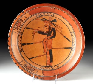 Maya Polychrome Plate Depicting the Maize God Dancer