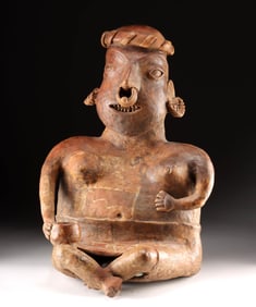 Impressive Nayarit Pottery Figure, Seated Female Shaman