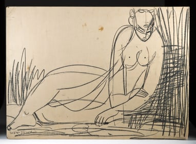 William Tolliver Charcoal on Board - Nude (1990s)