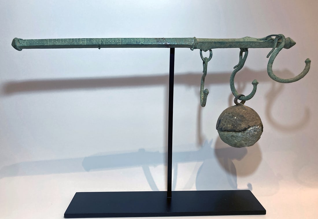 Very Fine Roman Bronze Steelyard and Weight (1 of 5)