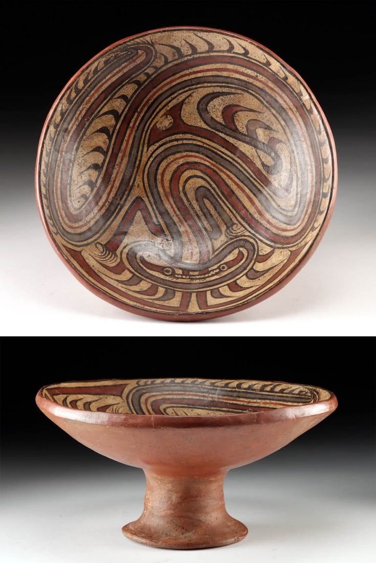 Cocle Polychrome Pedestal Dish - Mythical Creature