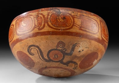 Maya Copador Polychrome Bowl Monkey Motif