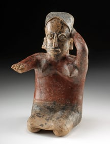 Jalisco Pottery Seated Female Figure, Tattooed Breasts