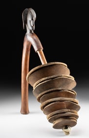 West African Wood & Gourd Sistrum Rattle