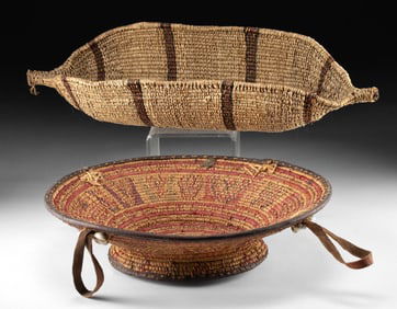 Two Ethiopian Anyuak & Harari Handwoven Baskets