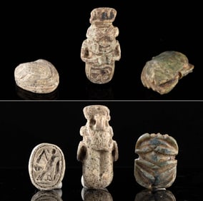 Three Ancient Egyptian Stone & Steatite Amulets