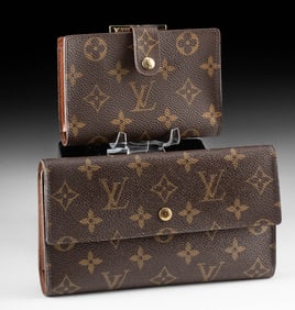 Two Louis Vuitton Monogram Wallets, Kisslock & Envelope