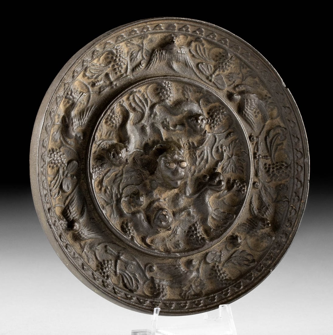 Chinese Ming Dynasty Bronze Mirror Lion w/ Mane (1 of 2)