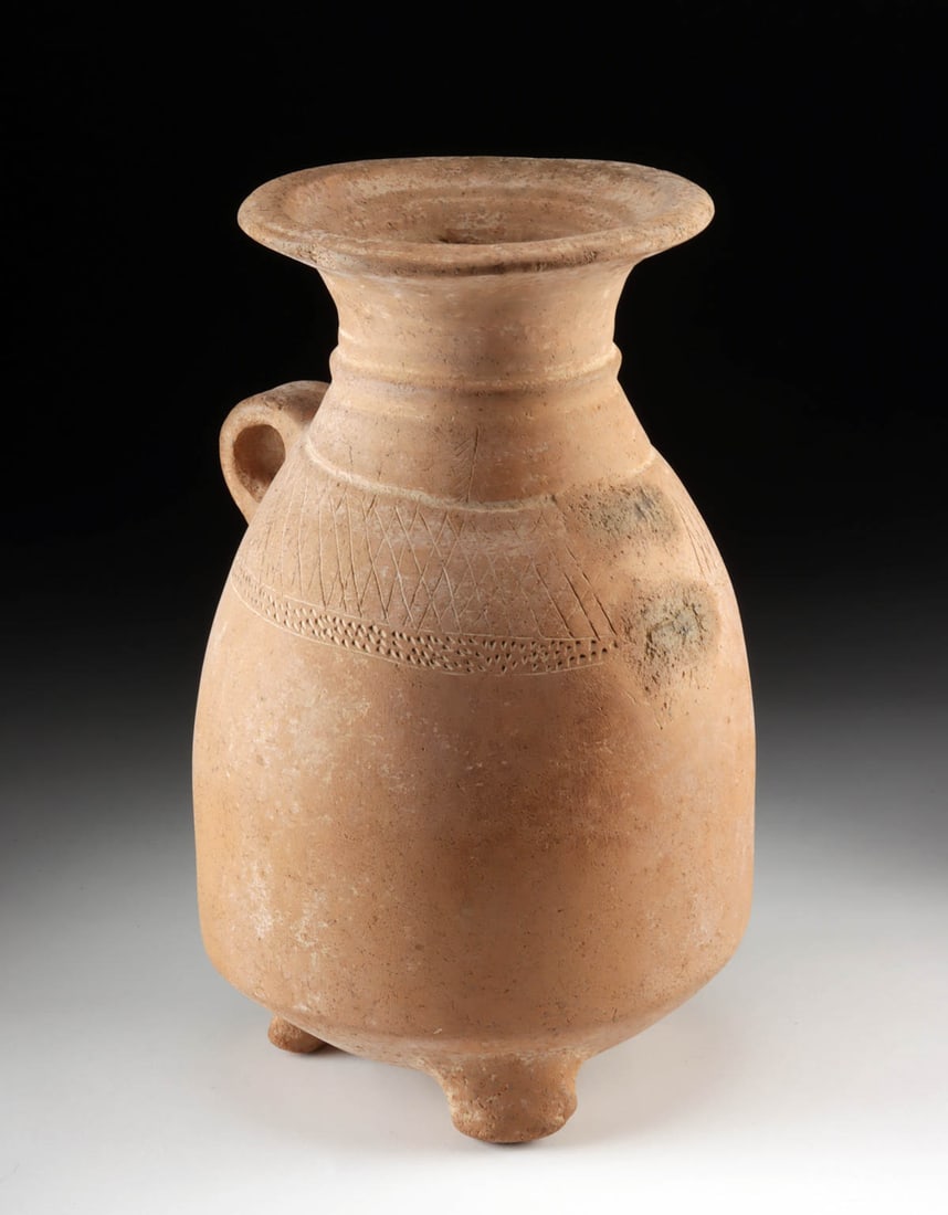 Large Ardabil Pottery Tripod Jar w/ Handle - 4000 Years (1 of 3)