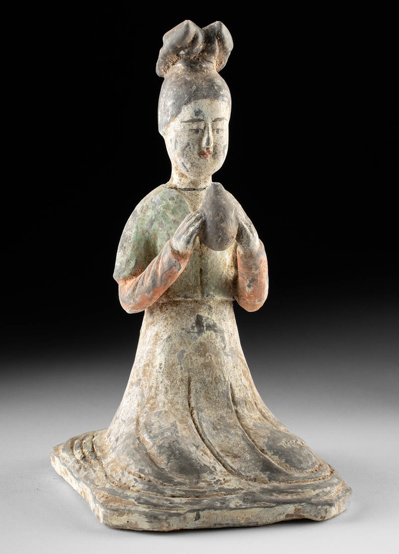 Chinese Tang Polychrome Seated Female Figure (1 of 4)