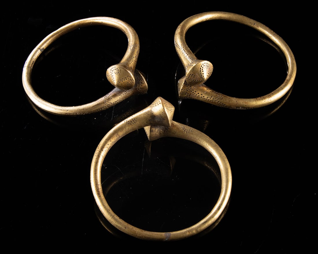 Three African Tuareg Brass Arm Cuffs (1 of 2)