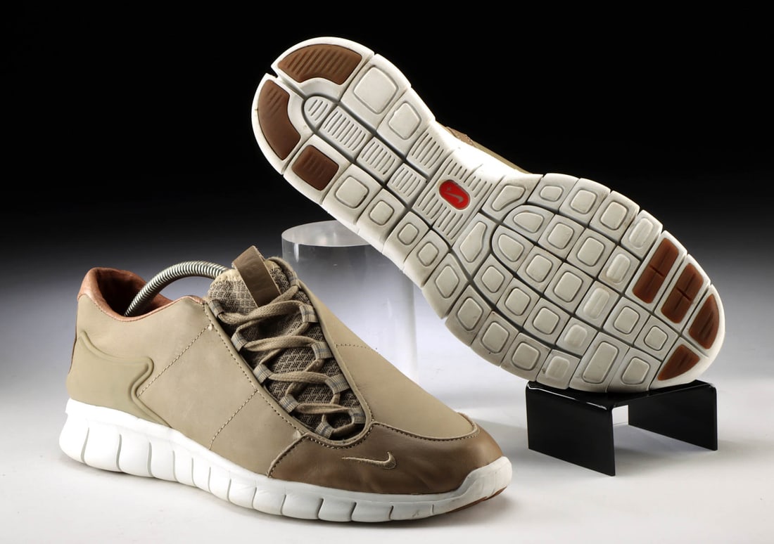 Nike Footscape Free+ Premium Khaki: Athletic Sneaker. Style Code 524154-221. Khaki-Summit White. US Size Men's 10. Provenance: private Parker, Colorado, USA collection All items legal to buy/sell under U.S. Statute covering cultural pa