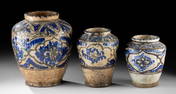 15th C. Persian Safavid Dynasty Glazed Pottery Jars (3)