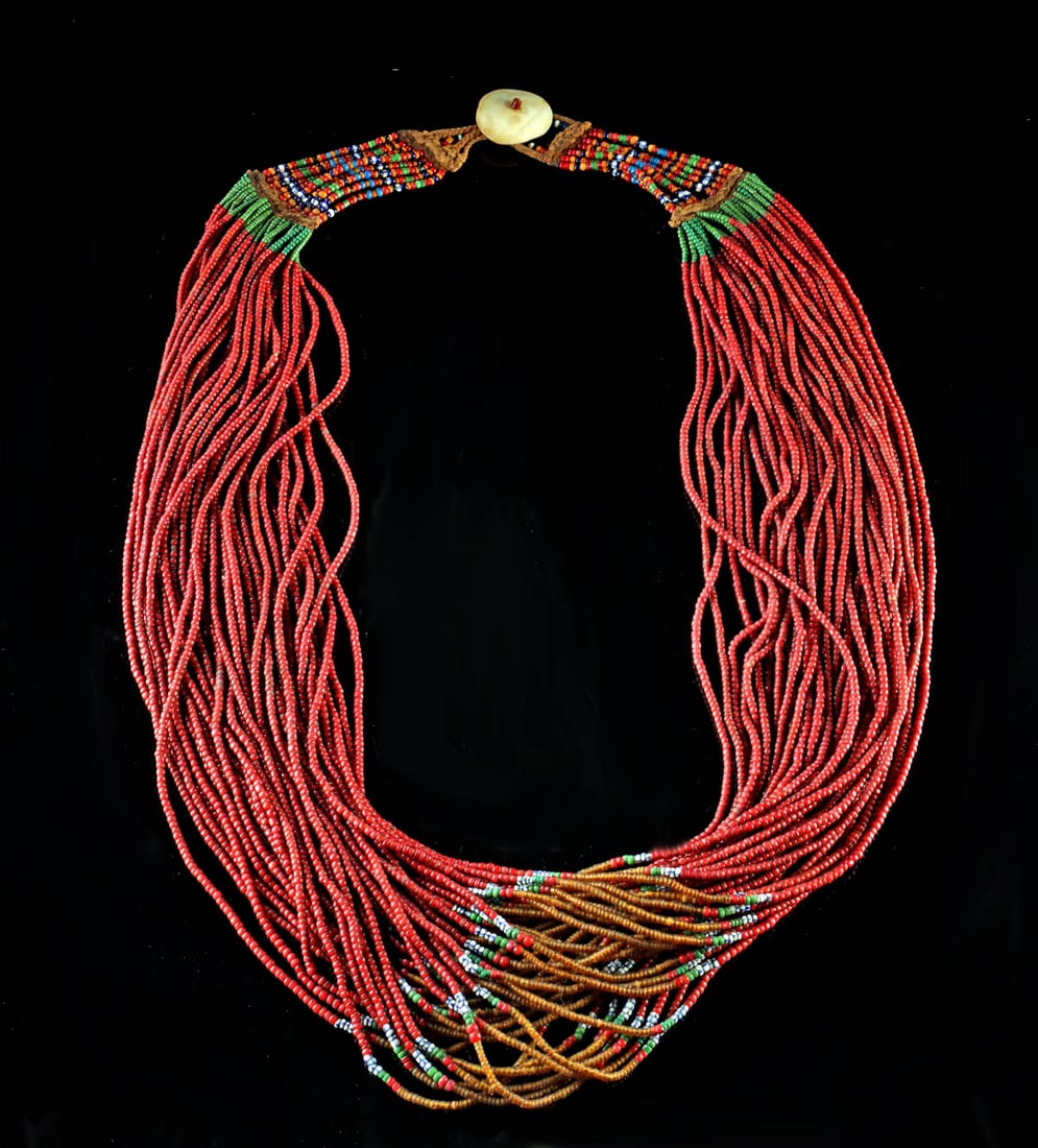 1900s Naga Glass Seed Bead Necklace (White Heart Beads) (1 of 3)