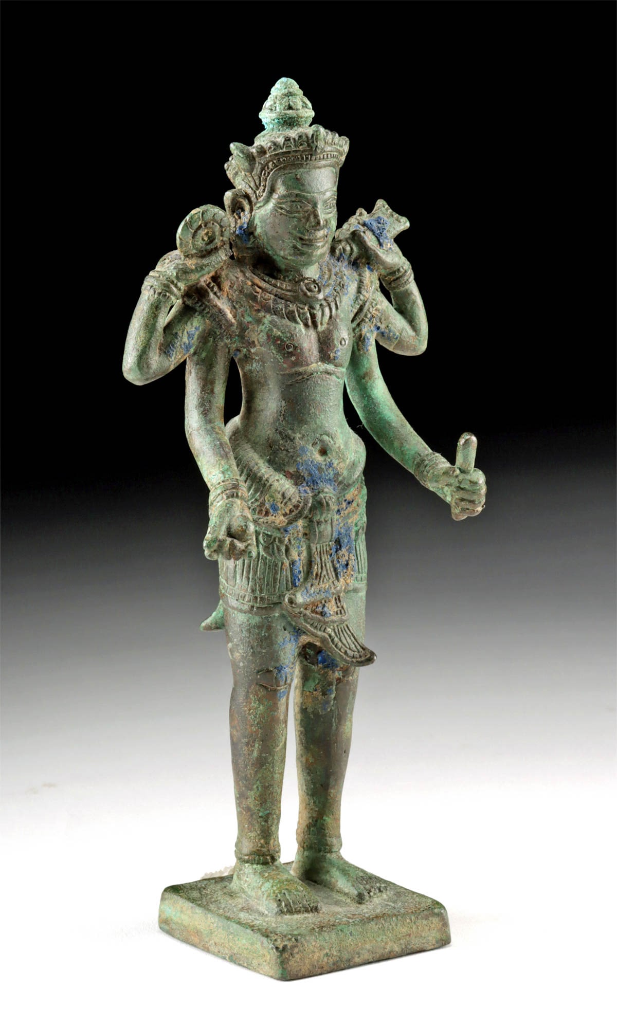12th C. Cambodian Khmer Bronze 4-Armed Vishnu (1 of 3)
