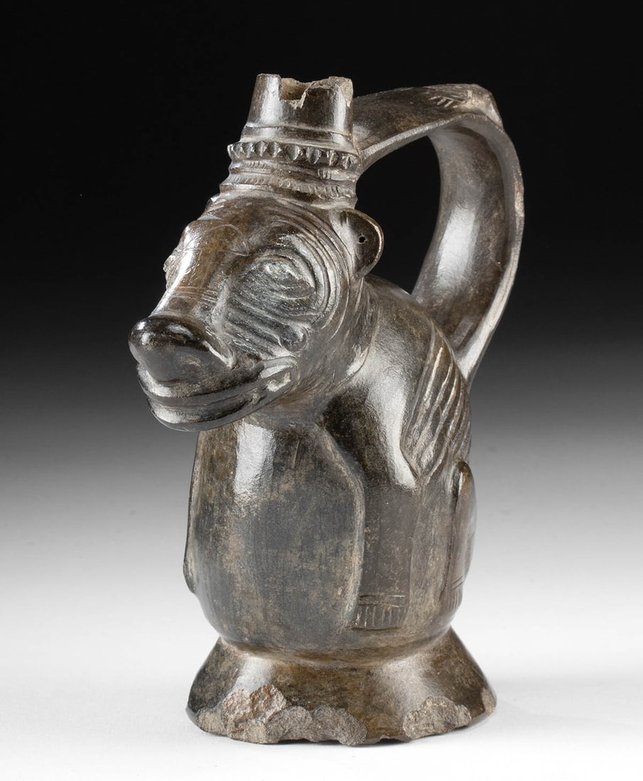 Chimu Blackware Stirrup Vessel - Hairless Dog Form (1 of 3)