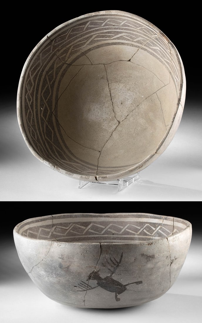 Prehistoric Anasazi Black-on-White Bowl w/ Human Figure (1 of 4)