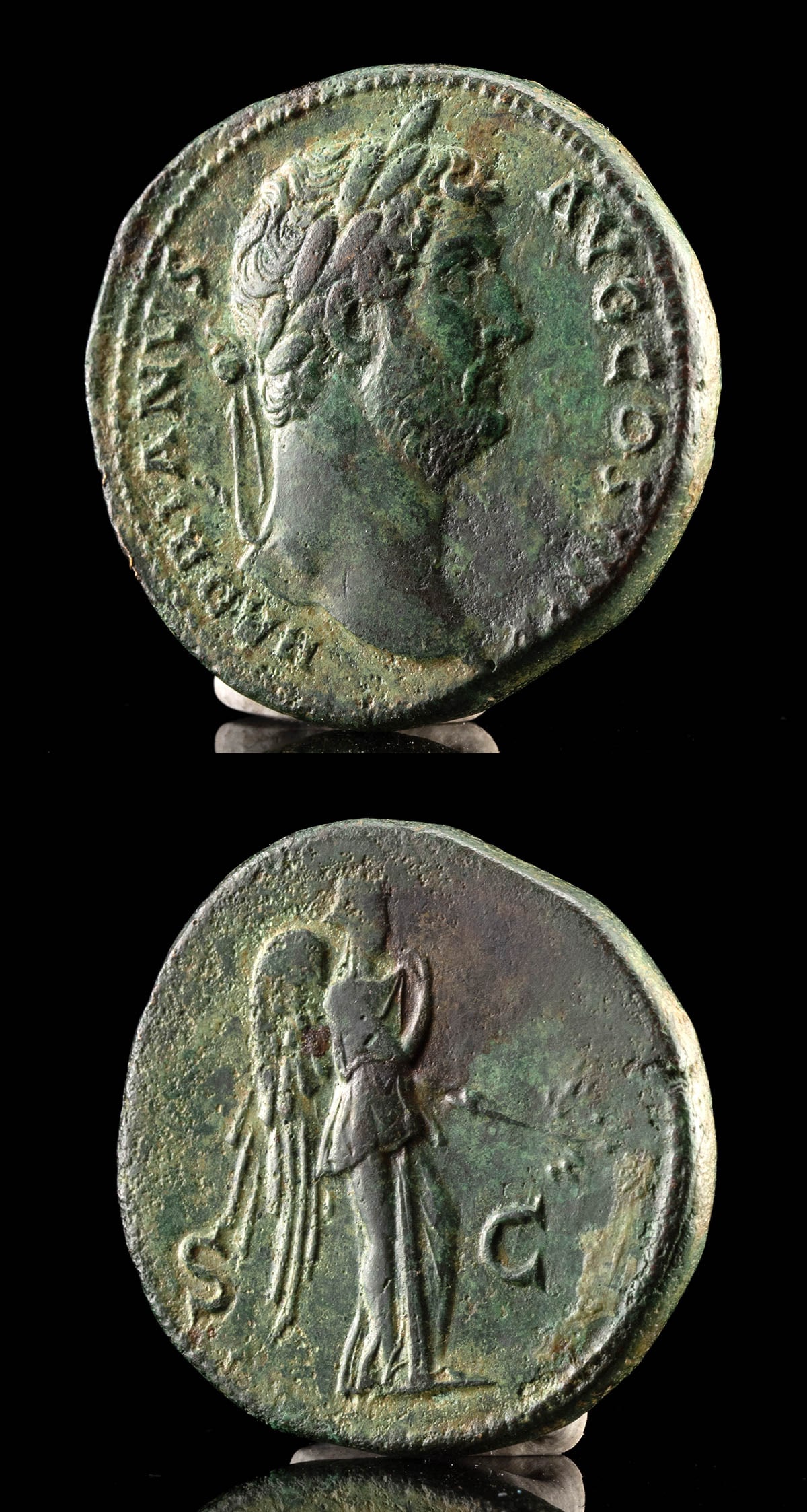 Roman Bronze Sestertius Coin Hadrian & Nemesis-Victory (1 of 3)