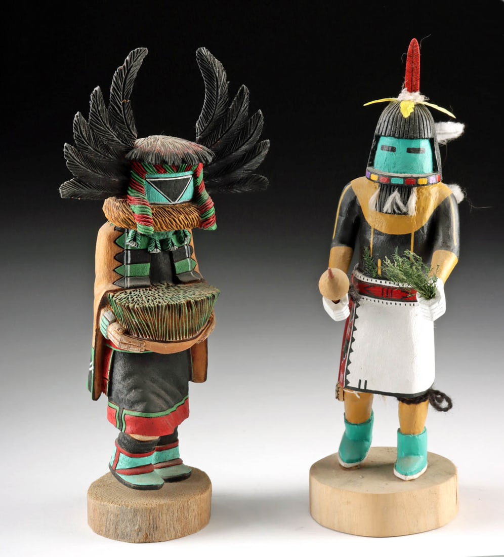 2 Hopi Kachinas - Crow Mother + Long Hair (1 of 3)