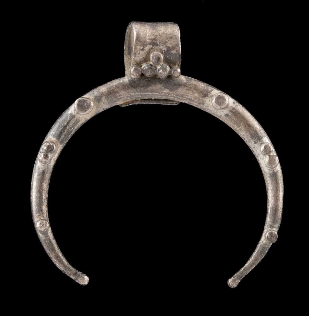 Ancient Roman Silver Lunula Pendant w/ Granule Details (1 of 2)