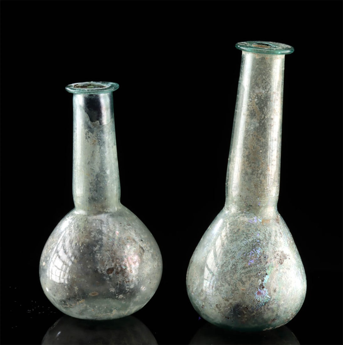 Ancient Roman Glass Bottles - Both Intact! (1 of 3)