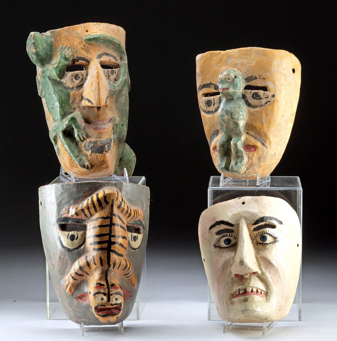Early Mexican / Guatemalan Wood Festival Masks (4) (1 of 2)
