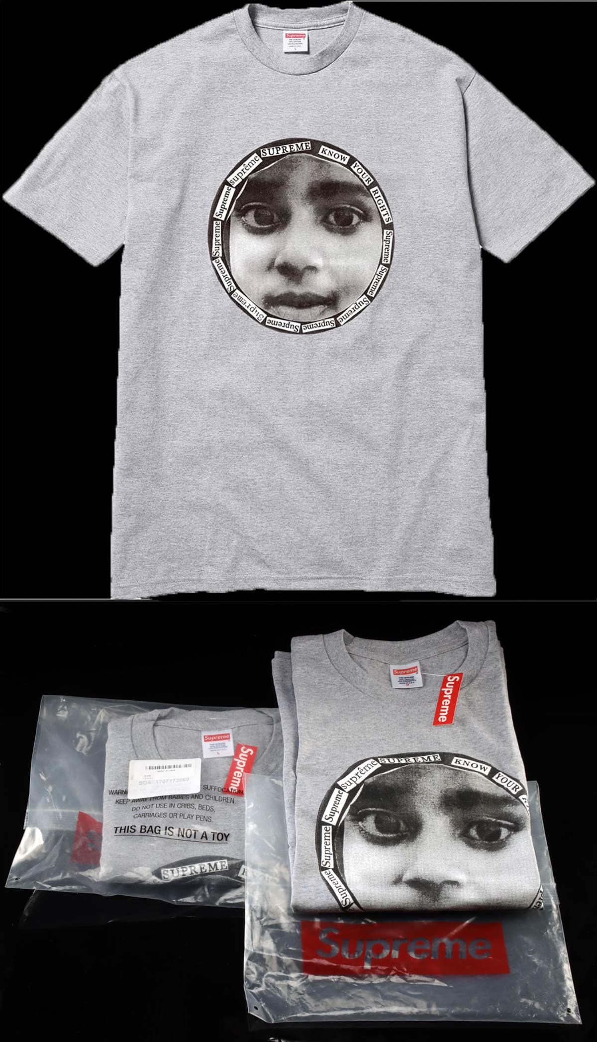 2 Supreme Know Your Rights T-Shirts, Grey (1 of 2)