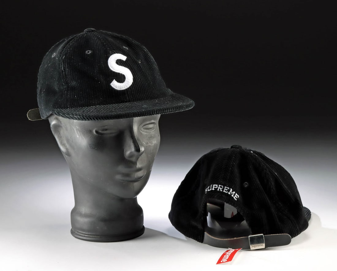 Supreme Corduroy S Logo 6-Panel 'Black' (2 Caps) (1 of 1)