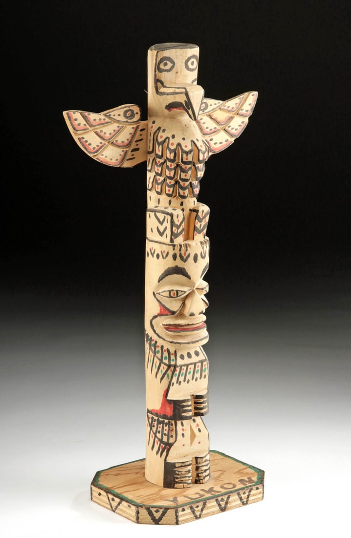 20th C. Kwakiutl Wood "Yukon" Totem by Charlie Dick (1 of 5)