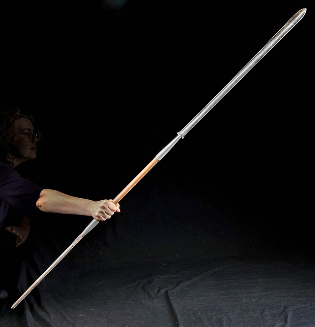 African Maasai Wooden Spear w/ Iron Blade & Spike (1 of 3)