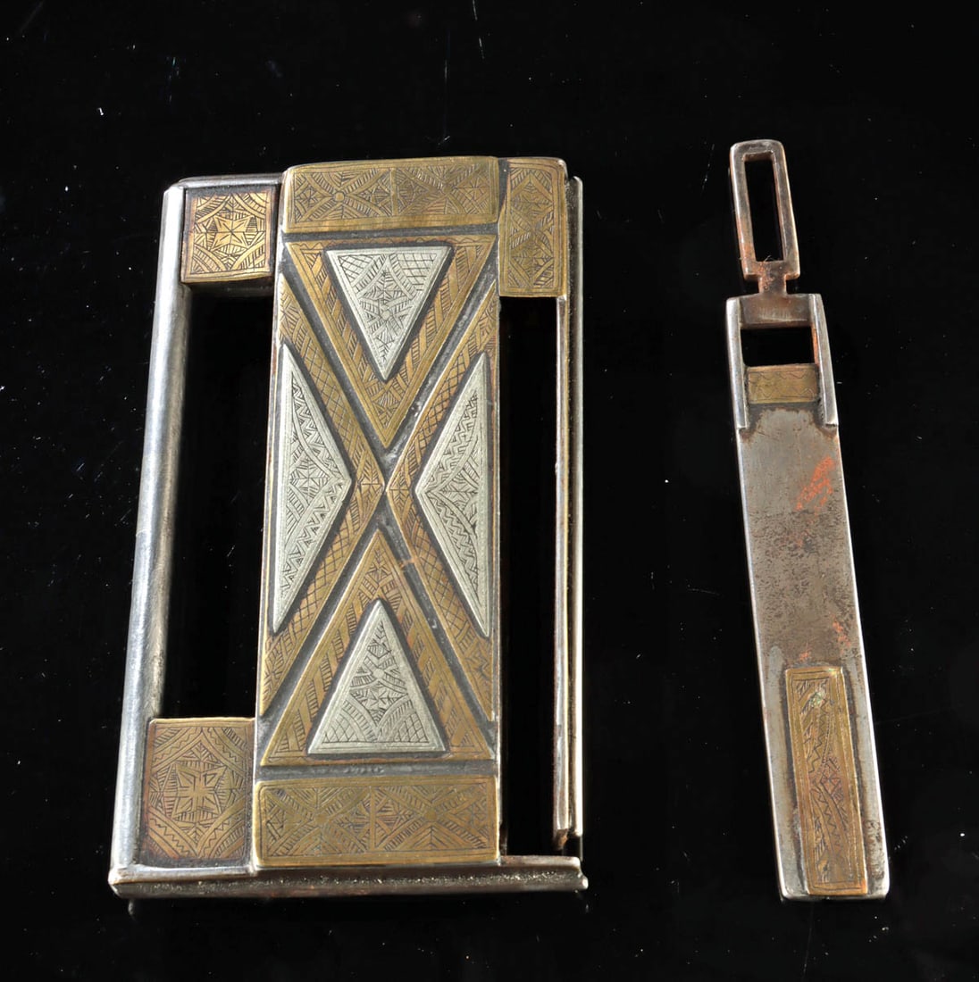 African Tuareg Etched Brass Lock & Key - Functional! (1 of 3)