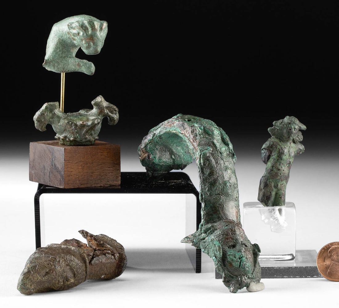 5 Roman Bronze Artifacts - Bacchus, Lion, Ram (1 of 1)