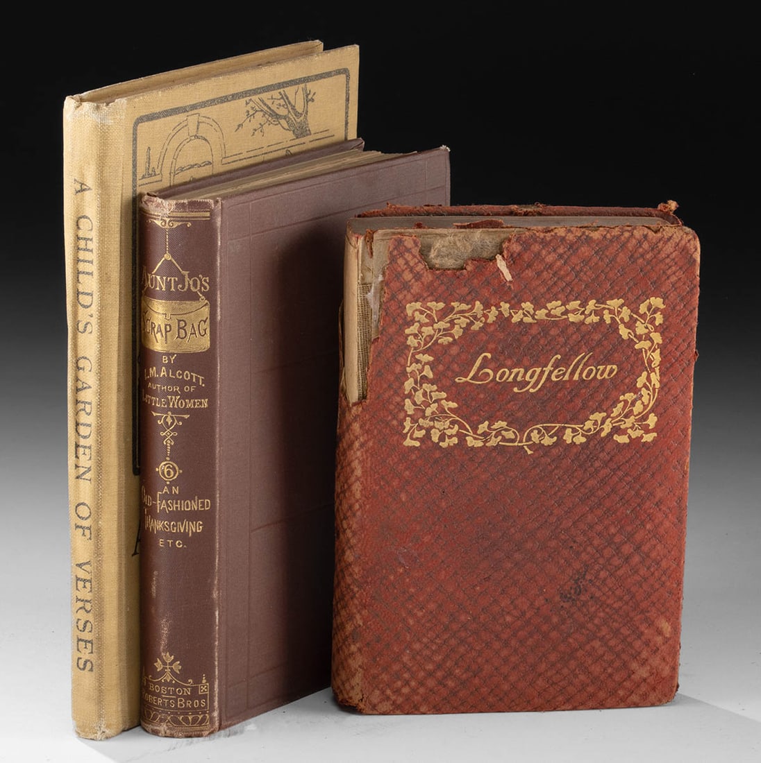 Three Antique Books by Alcott, Longfellow & Stevenson (1 of 2)