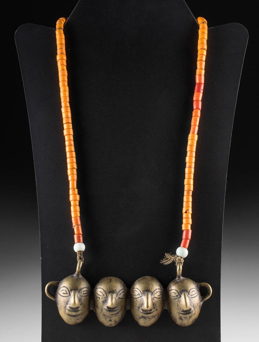 Necklace w/ Indian Naga Trade Beads, 4 Trophy Heads (1 of 1)